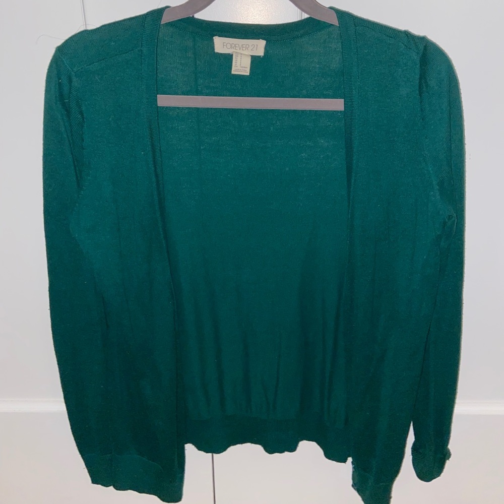 Green button up cardigan